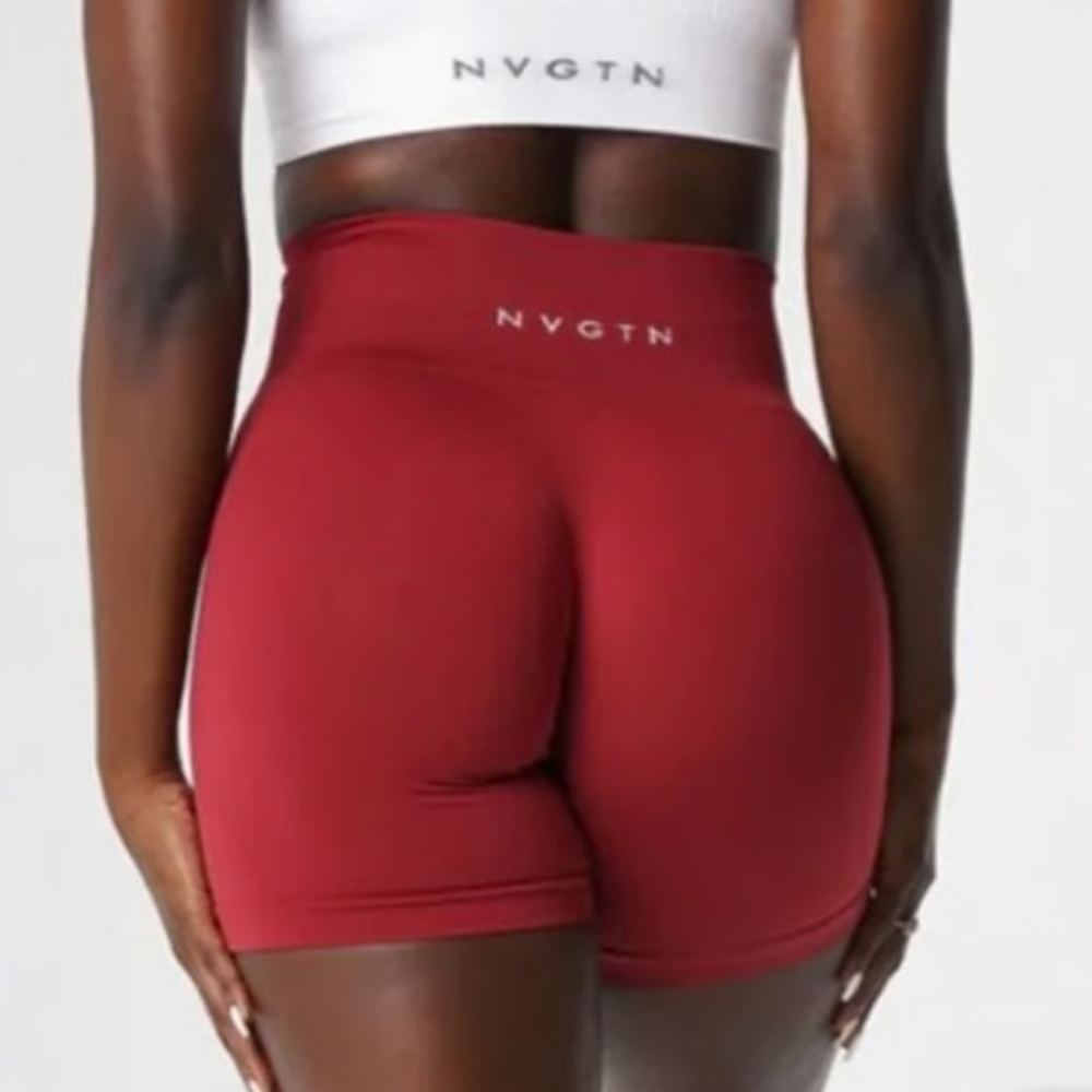 NVGTN Women's High-Waist Athletic Shorts in Deep Red